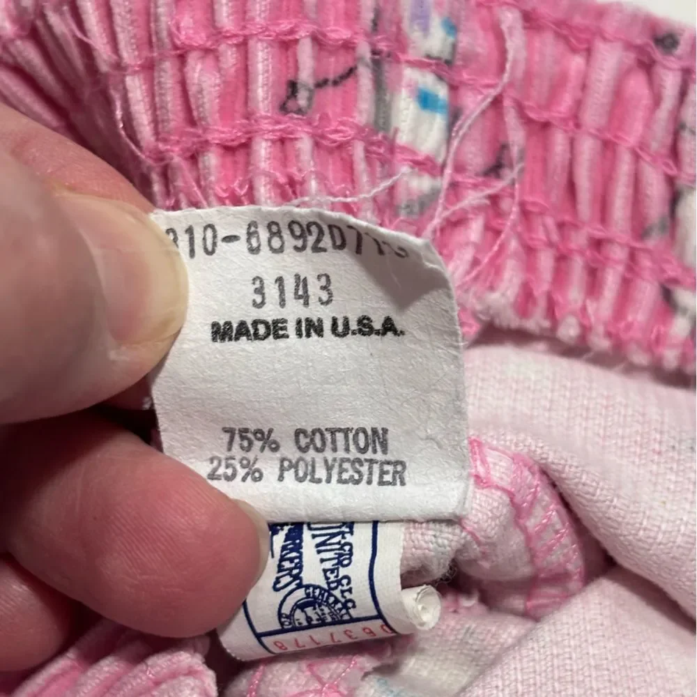 Vintage 1980s Union USA OshKosh Girl's Pink Corduroy Skiing Bunnies Size 18 Mos